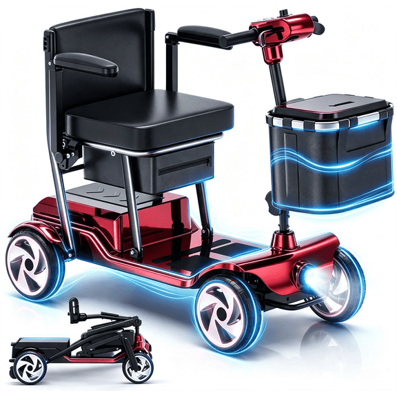 Mobility Scooters for Seniors,49 Lbs Lightweight Mobility Scooter,Upgraded Removable Battery,red