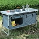 thumbnail image 1 of JOUYEK Mesa de camping, mesa de camping plegable con almacenamiento, mesa de cocina portátil, ligera, mesa de aluminio ajustable en 3 alturas para barbacoa, picnic, camping, senderismo, playa e interi, 1 of 5
