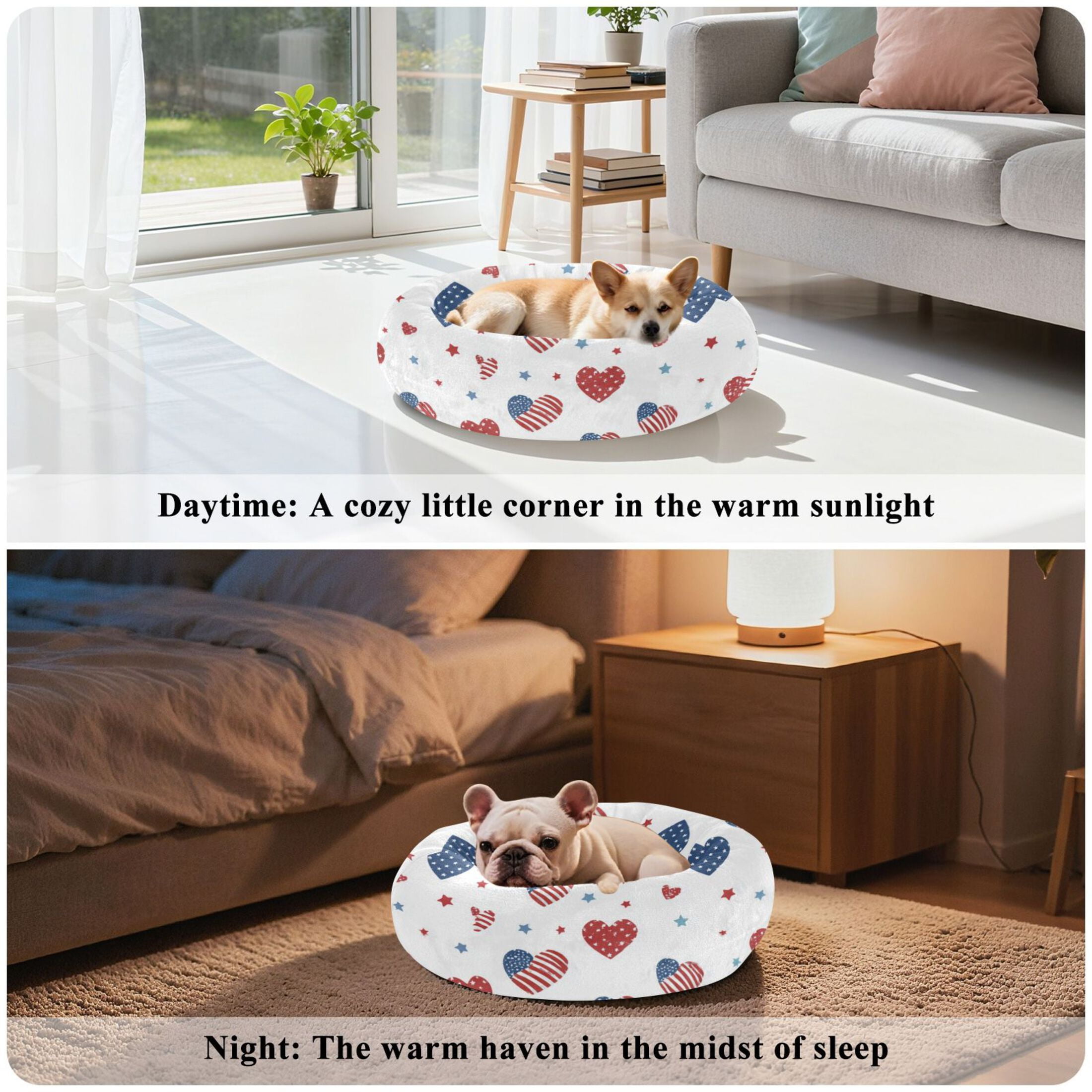Pet Bed Pet Mat Cozy Removable & Washable Comfort For Cats And Dogs 4th Of July Theme