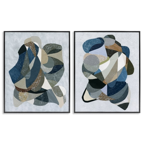Stupell Industries Neutral Geometric Patterns Geometric Painting Black Framed Art Print Wall Art, 11 x 14, Set of 2