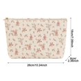 thumbnail image 3 of Cosmetic Bag, Corduroy Makeup Bag, Floral Makeup Pouch, Portable Travel Toiletry Bag, French Style Makeup Storage Organizer, Zipper Cosmetic Purse for Women Travel Daily Use, Pink Rose Bud Print, 3 of 4