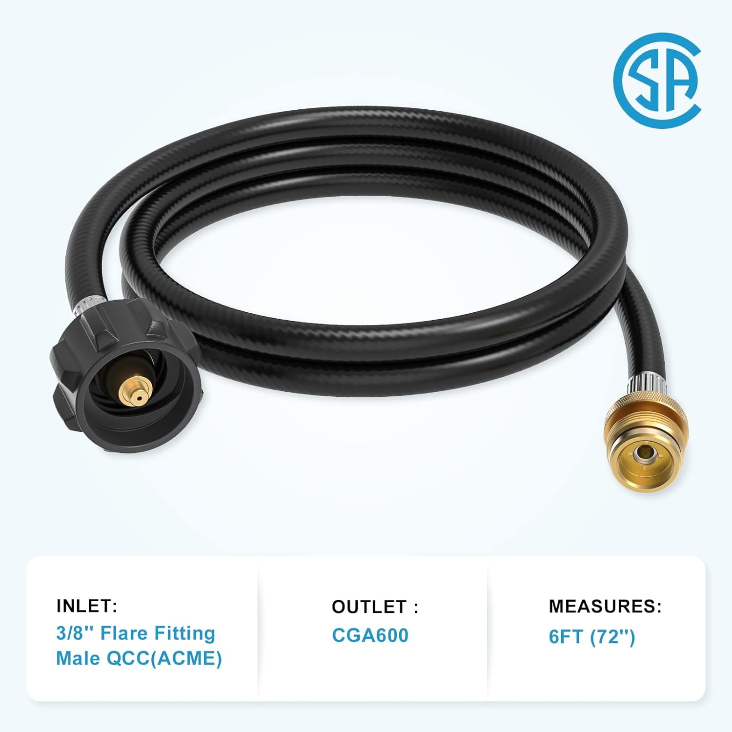 Kohree 6FT Propane Tank Adapter Hose, 1lb to 20lb Propane Adapter for RV Camping Stove , Buddy Heater, Barbecue, Grills