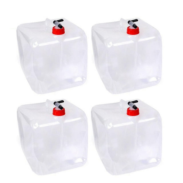 yeacher 4-Pack 10L Foldable Square Water Containers with Spigot, Leak-Proof Design, and Carry Handles for Outdoor Adventures, Camping, and Emergency Use