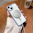 thumbnail image 3 of Light Blue Edge Phone Case, Support MagSafe Wireless Charging, Shockproof Clear Case for iPhone 13 Mini, 3 of 12