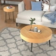 thumbnail image 4 of Costway Round Coffee Table Set of 2 End Table Natural Finish for Living Room Natural, 4 of 9