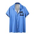 thumbnail image 2 of Mefallenssiah Mode Hommes Confortable Impression Manches Courtes Col Chemise Chemisier, 2 of 4