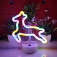 thumbnail image 2 of Letrero de neón de cervatillo con base de soporte, luz de neón alimentada por USB o 3 pilas AA, decoración de mesa LED, decoración de pared de dormitorio, regalo de cumpleaños, suministros para, 2 of 8