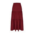 thumbnail image 3 of Vibrex Women's Skirt Women's Solid Color Skirt Women's High Waist Skirt Women's Wavy Pleated Ankle-Length Long Skirt Perfect For Dancing,Dating,Dinners,Travel,Vacation And Daily Wear_Wine_S, 3 of 7