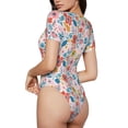 thumbnail image 2 of Balery Floral Ditsy Body de cuello redondo de manga corta para mujer Tops de manga corta Tops básicos-Large, 2 of 7