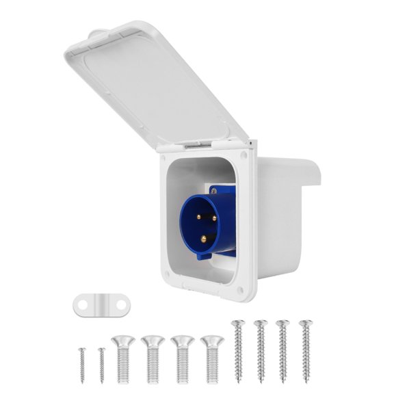 220V-250V 16AMP Power Plug Twist Lock Inlet with 3 Stainless Steel Pins, White
