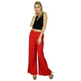 thumbnail image 3 of Bimba Women Straight Palazzo Pants Red Casual Rayon Made Bottoms, 3 of 7