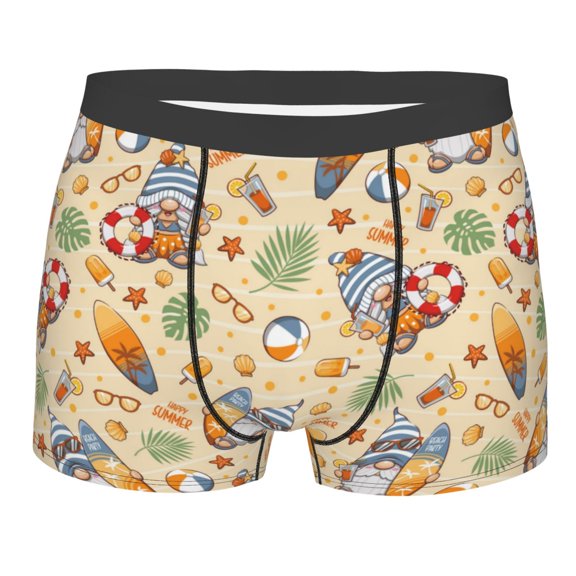 Balery Happy Summer With Gnome Men's Boxer Briefs, Soft and Breathable Cotton Underwear with nylon Waistband-XX-Large