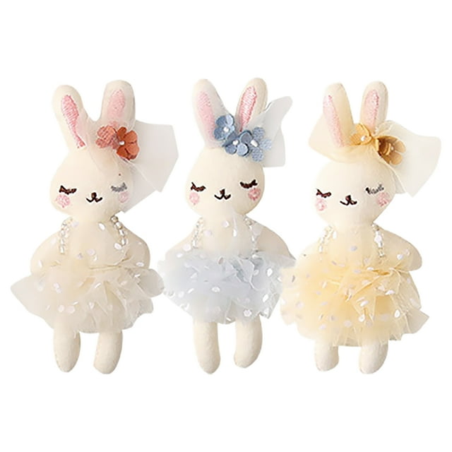 PTOOTP 3 piezas de conejito de peluche pequeño, animales de peluche, juguete de conejo, muñeca, manualidades, hacer adornos de conejo