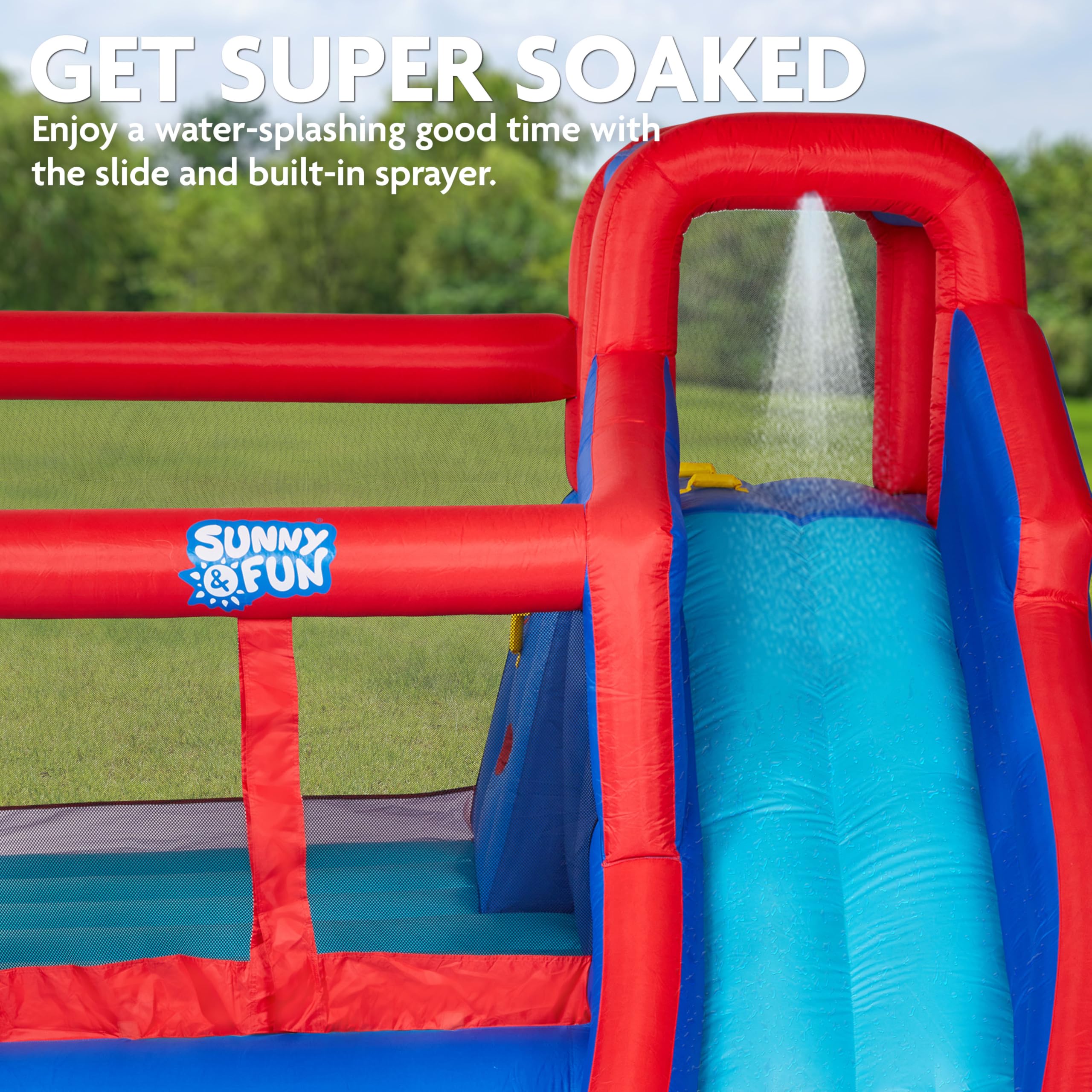 Sunny & Fun Fun Inflatable Water Slide Park with Bounce House & Splash Features