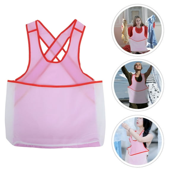 CRILSTYLEO Delantal Impermeable Para Lavandería Con Bolsillo Funcional Para Colgar Ropa Y De Espacio