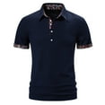 thumbnail image 2 of Leesechin Men's Muscle Fit Dress Shirts Wrinkle-Free Short Sleeve Casual Button Down Shirt Navy S, 2 of 7