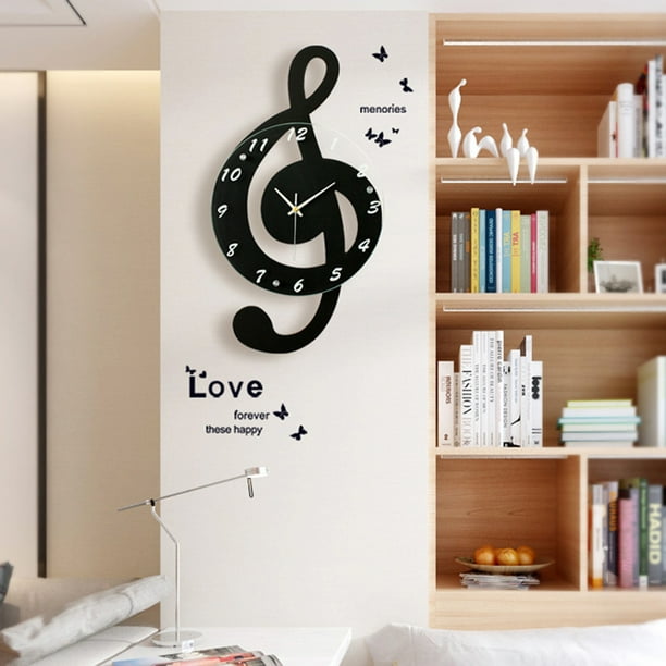 Reloj de pared electronico con nota Musical innovador reloj de cuarzo silencioso a la moda para habitacion de ninos Walmart en linea