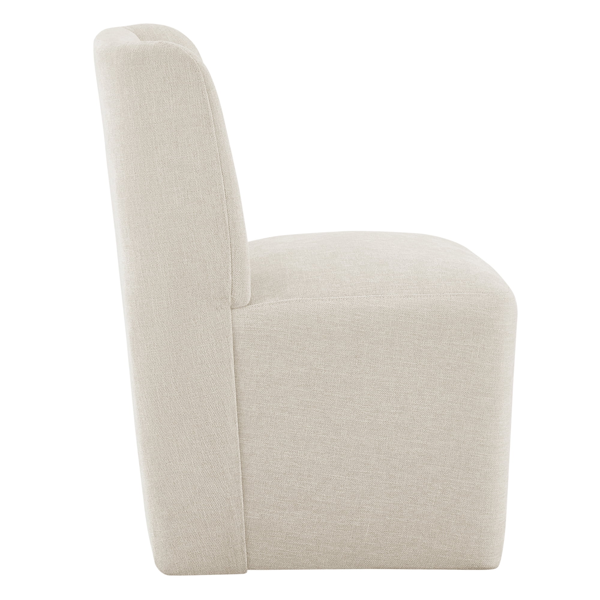 Spruce & Spring Modern Upholstered Dining Chair with Wingback and Hidden Casters, Single, Fabric in Linen