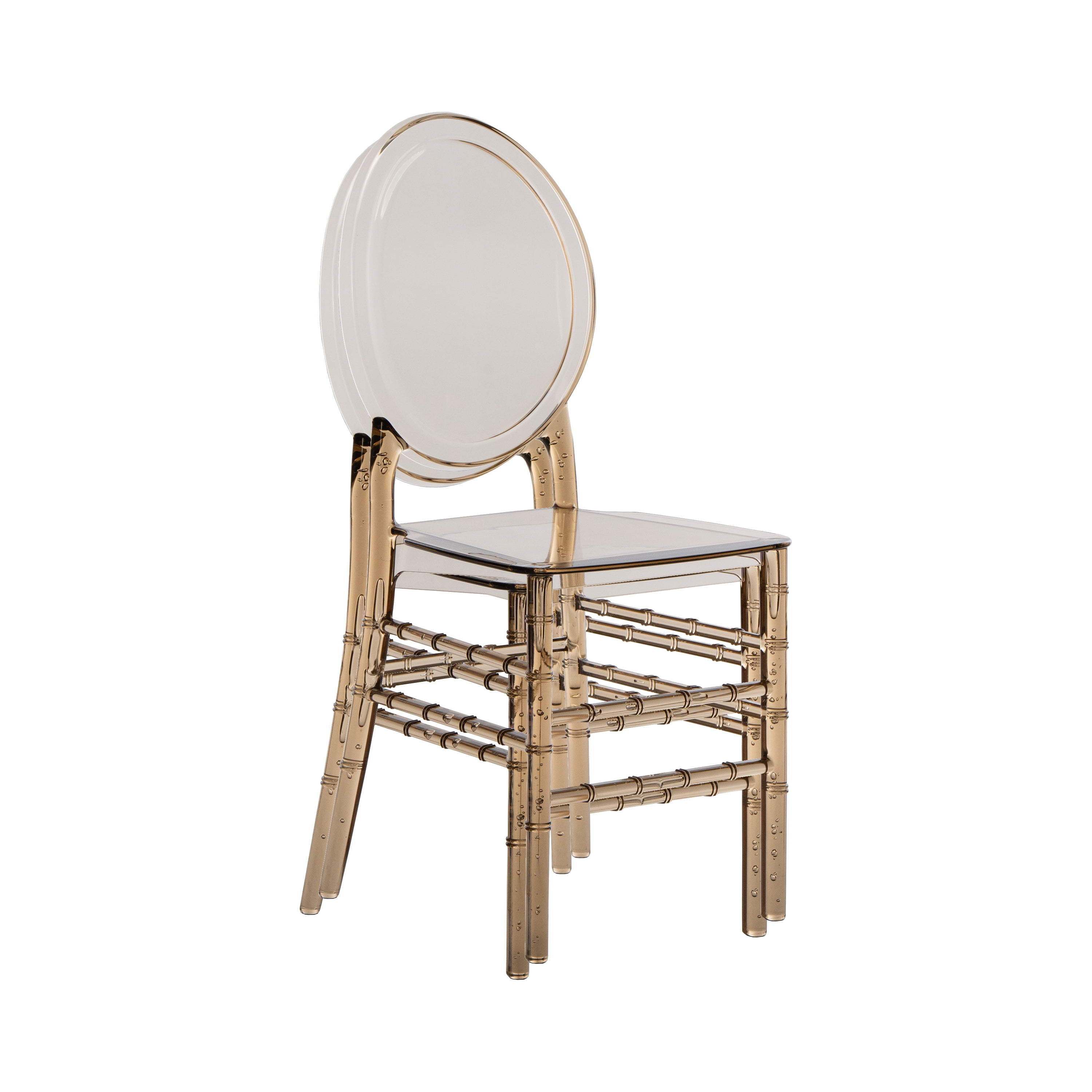 Techni Home Chiavari Style Ghost Chair, Set of 2 Stackable Acrylic Chairs for Weddings, Parties, Events, Extra Dining Seating, Modern Versatile for Indoor/Outdoor Use, Amber