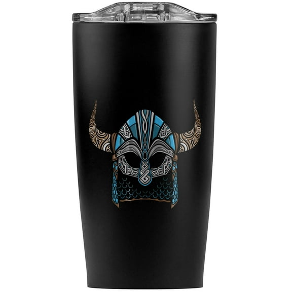Nordic Viking Warrior Helmet With Horns Stainless Steel 20 oz Travel Tumbler, Vacuum Insulated & Double Wall with Leakproof Sliding Lid | Great for Coffee/Hot Drinks and Cold Beverages