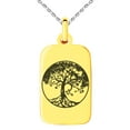 thumbnail image 3 of Stainless Steel Tree of Life Engraved Small Rectangle Dog Tag Charm Pendant Necklace, 3 of 4