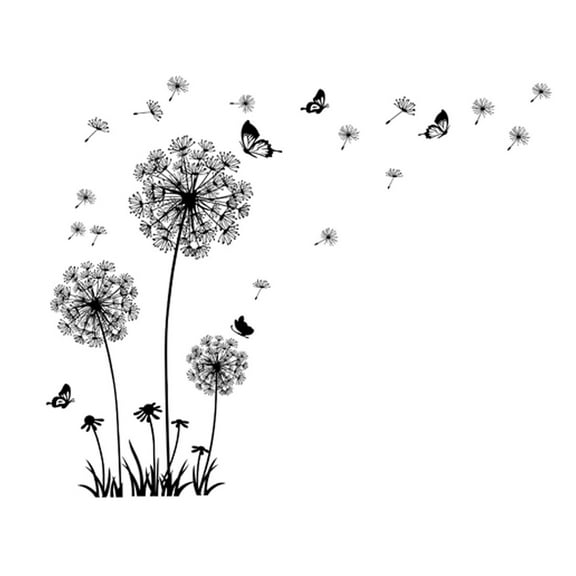 Home Art Decor Dandelion Butterfly Pattern Wall Sticker Decal Mural