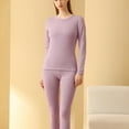 thumbnail image 4 of Womens Underwear Thermal Sets Soft Cotton Slim Fitted 2 Piece Base Layer Outfits Long Sleeve Top and Legging Pants (XL, Purple 01), 4 of 5