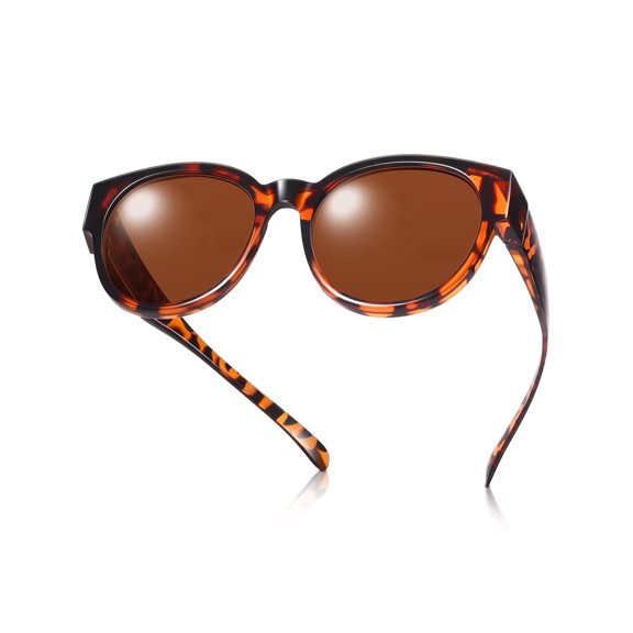 Polarised Fit Over Sunglasses for Women Over Prescription Glasses - Oversized Lightweight 24g UV400, 2-in-1 Wear Over or Alone, Anti-Glare for Driving Beach Golf Outdoor