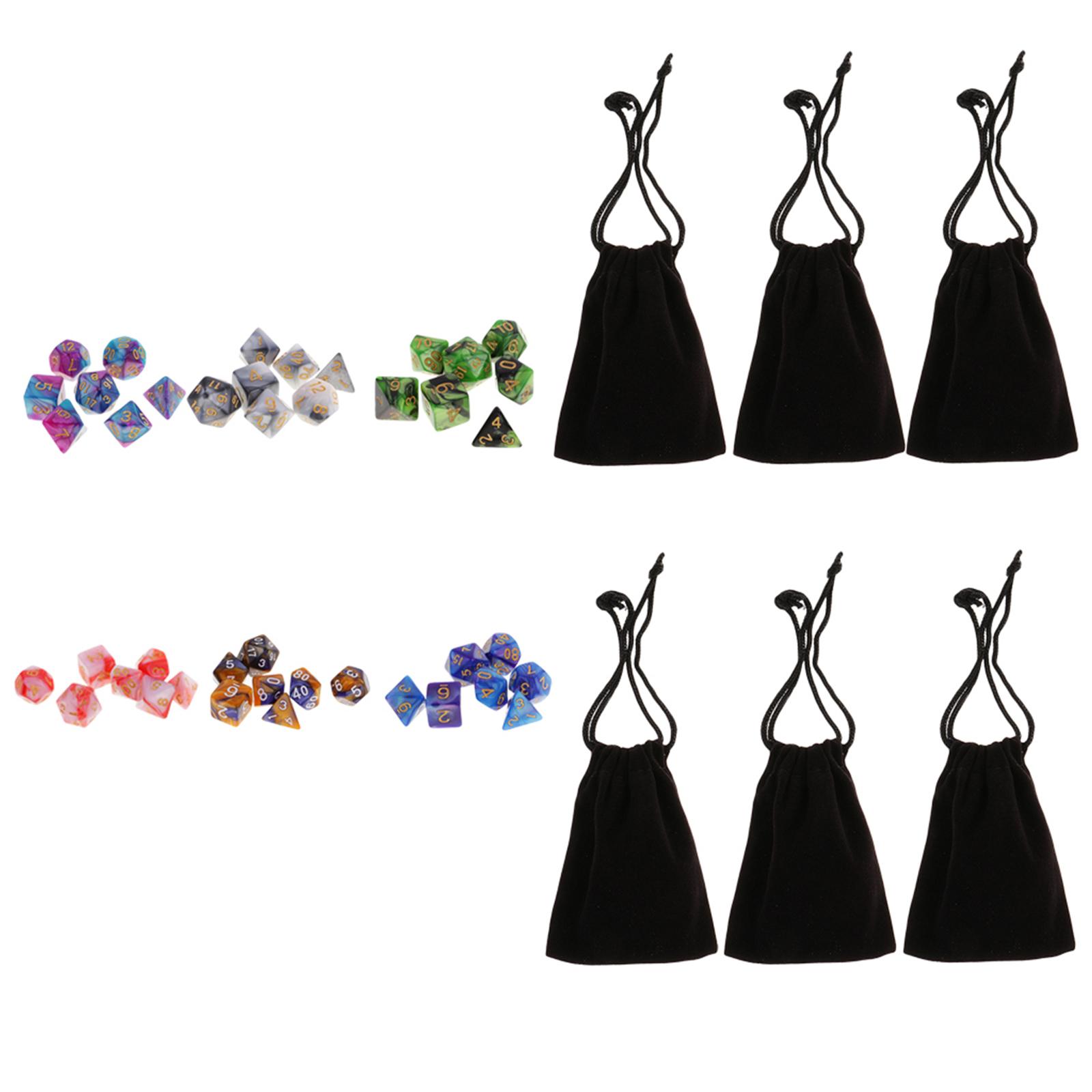 LeeQinersw 42pcs Polyhedral Dice Number Dice D4-D20 16mm + Black Bag for Role Playing Games 1