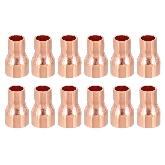 Uxcell 1/2" to 5/16" ID Copper Reducer 12pcs Pure Copper Reducing Coupling Fitting Pipe Tube Connector Adapter