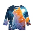 thumbnail image 3 of CCRFTGI Cute Shirts for Children Girls Size 6-7 Clothes for Teen Girls 3/4 Sleeve Trendy Animal Print Tops Casual Round Neck Tunic Tops Turquoise 12-13 Years, 3 of 4