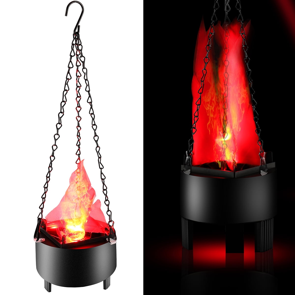 Hanging Lamp-Large Flame Light Electronic Brazier Lamp LED 3D Flickering Fake Fire Simulation Flame Effect for Halloween Christmas Festival Party Stage Decor Lighting 