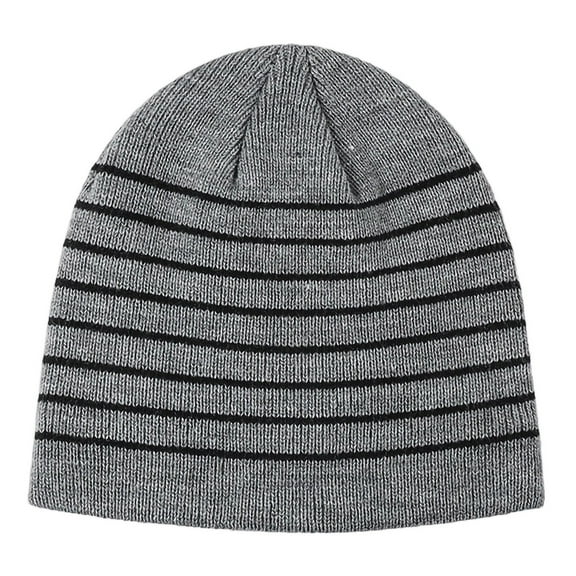 Sunvit-Panties Women and Men Gray Cotton Striped Beanie - Warm Soft Fall Winter Hat, Free Size Knitting Headwear for Daily Outdoor,Size Free Size