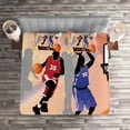 thumbnail image 2 of Ambesonne Sports Quilted Coverlet 3 Pcs, Vintage Basketball Art, King Size, Orange Black, 2 of 2