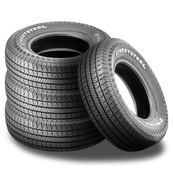 Set of 4 Milestar Streetsteel P215/65R15 95T White Letters All Season Muscle Car Tires 24545027 / 215/65/15 / 2156515 Fits: 2001-03 Toyota Sienna XLE, 1998-2000 Nissan Frontier XE