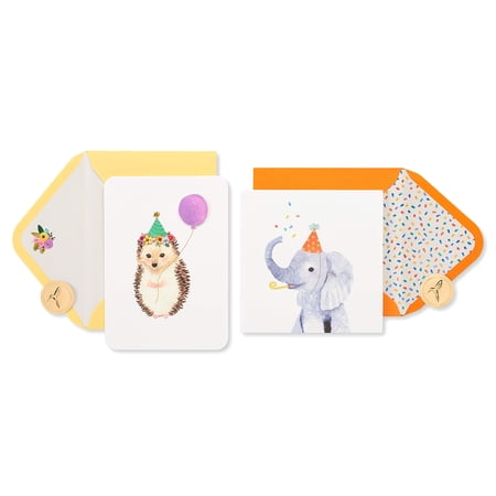 Papyrus Birthday Cards for Kids, Hedgehog and Elephant (2-Count)