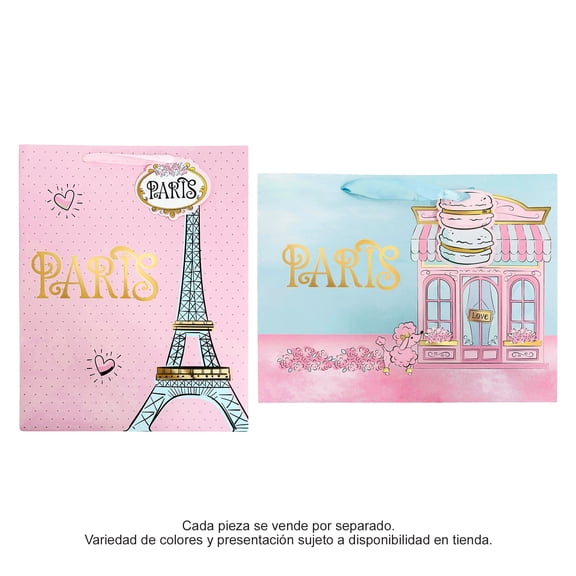 Bolsa de Regalo Prichos París de Cartón y Listón Varios Modelos 1 Pieza