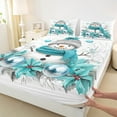 thumbnail image 3 of jejeloiu Snowman Full Size Sheets,Cyan Xmas Leaves Bed Sheets,Merry Christmas Sheet Sets For Girls Boys,Ultra Soft Home Decor,4 Pieces, 3 of 7