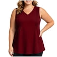 thumbnail image 2 of TGSLY Women's Plus Size Pleats Tank Tops V Neck Basic Solid Color Sleeveless Vest Casual Flowy Summer A-Line Swing Hem Blouses XXXL, 2 of 9