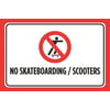 No Skateboarding Scooters Print Red Black White Picture Symbol Business Store Front Window Road Street Sign Large 12 x