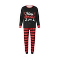 thumbnail image 2 of Christmas Family Pajamas Matching Set Letter Print Long Sleeve Tops and Striped Pants Loungewear Soft Sleepwear, 2 of 9