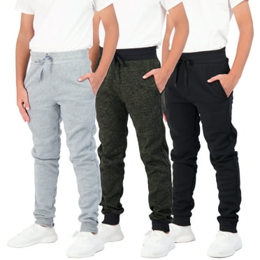 3 Pack: Boys Youth Active Athletic Soft Fleece Jogger Sweatpants