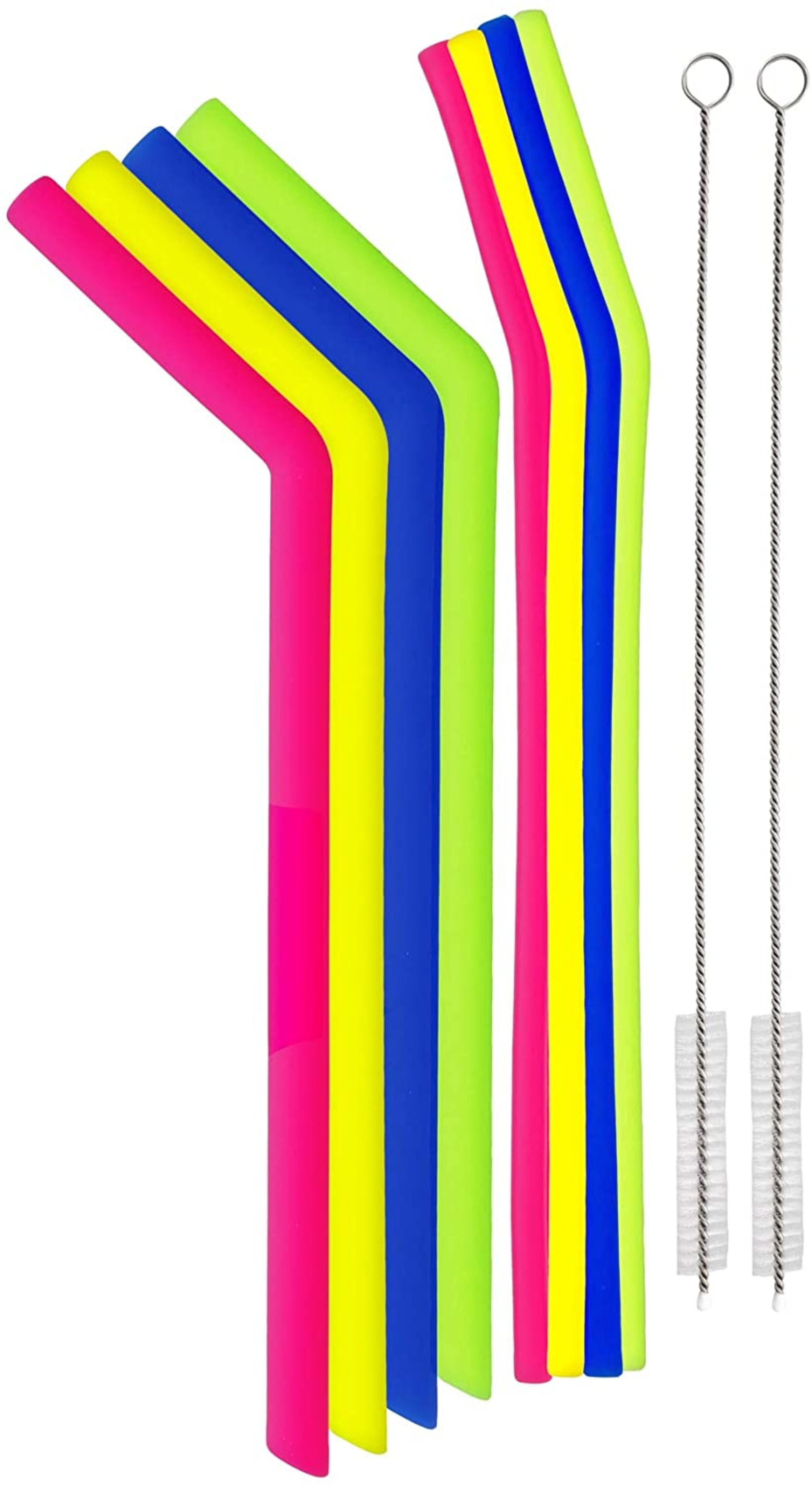 Traytastic! Silicone Straws 8 Pack of Assorted Colors, (4) Jumbo & (4