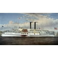 thumbnail image 2 of Currier and Ives 14x10 Gold Ornate Wood Framed with Double Matting Museum Art Print Titled - Peoples Line - Hudson River, The Palace Steamers of The World, 2 of 4