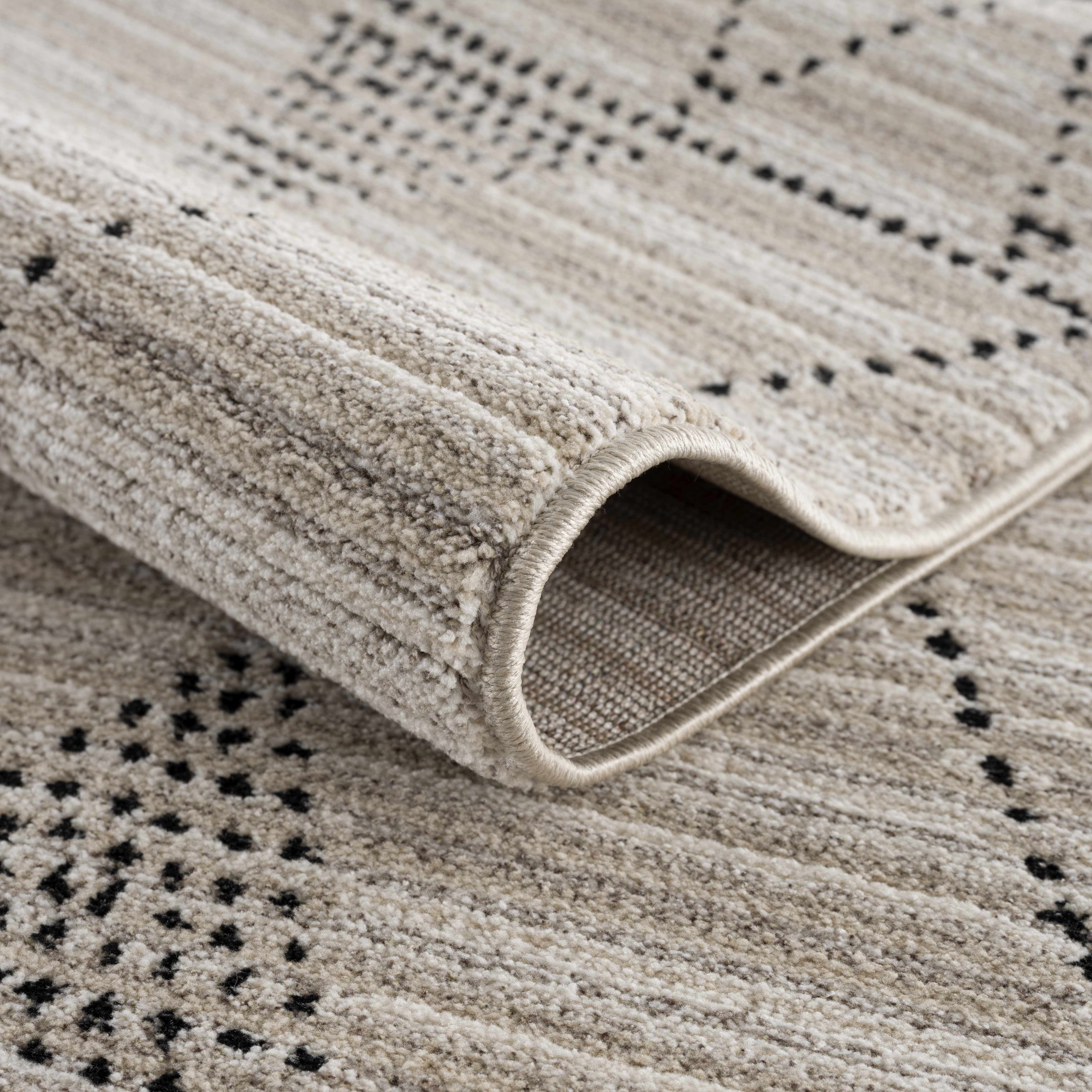 Hauteloom Casablanca Collection Living Room Bedroom Area Rug - Cozy Moroccan Farmhouse Carpet - Brown, Black, Beige - 5'3" x 7'