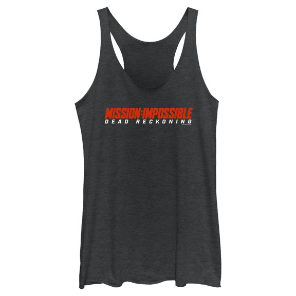 Women's Mission: Impossible Dead Reckoning Movie Logo Red  Racerback Tank Top Black Heather 2X Large