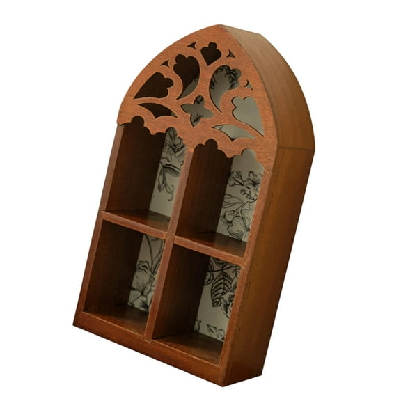 Precise Engraveds Wood Wall Shelf MultiTier Gothics Home Display for Crystals