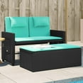 thumbnail image 1 of vidaXL Reclining Garden Bench with Cushions Black Poly Rattan, 1 of 5