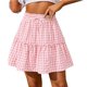 thumbnail image 1 of Gibobby faldas de lentejuelas para mujer 2023 falda drapeada con estampado a cuadros para mujer, Falda corta a cuadros Retro elástica de cintura alta(Rosa， M), 1 of 4