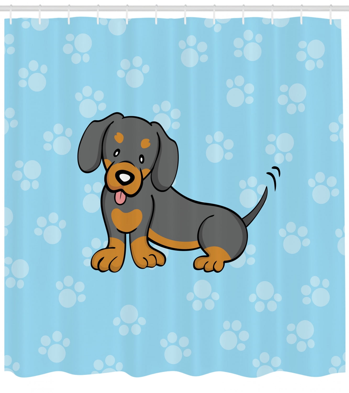 Brown Dachshund Dogs Waterproof Fabric Shower Curtain Liner Bathroom Set Hooks